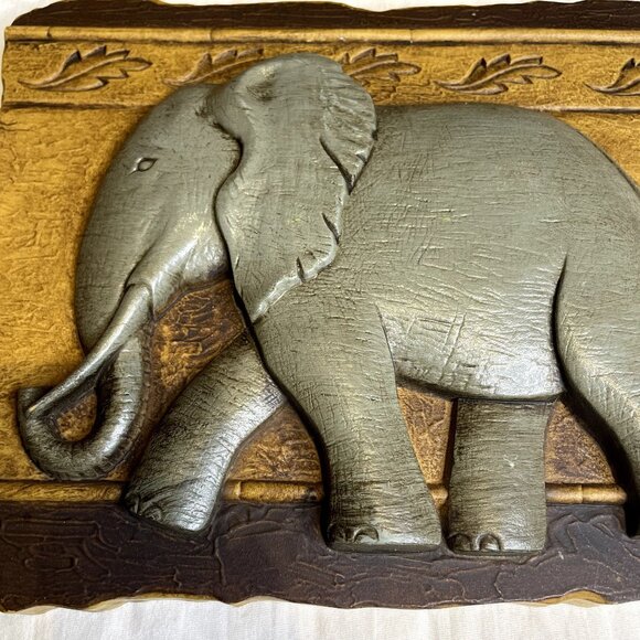 Set 2 Vintage Lucky Elephant African Wall Folk Art Hanging Plaque Retro Style u - Picture 2 of 4